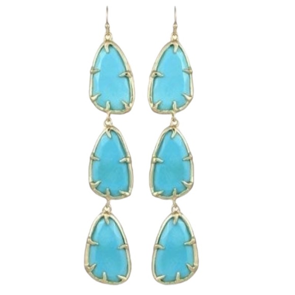 Kendra Scott Lillian Gold Drop Earrings in Turquoise - Picture 7 of 7